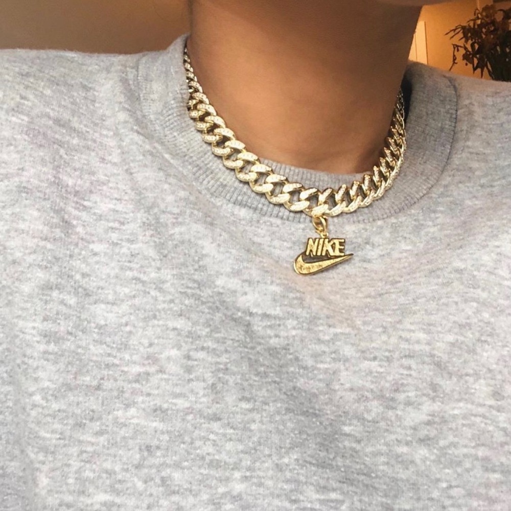 Reworked Nike gold chain choker